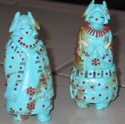 Turquoise Maidens With Coral Inlay